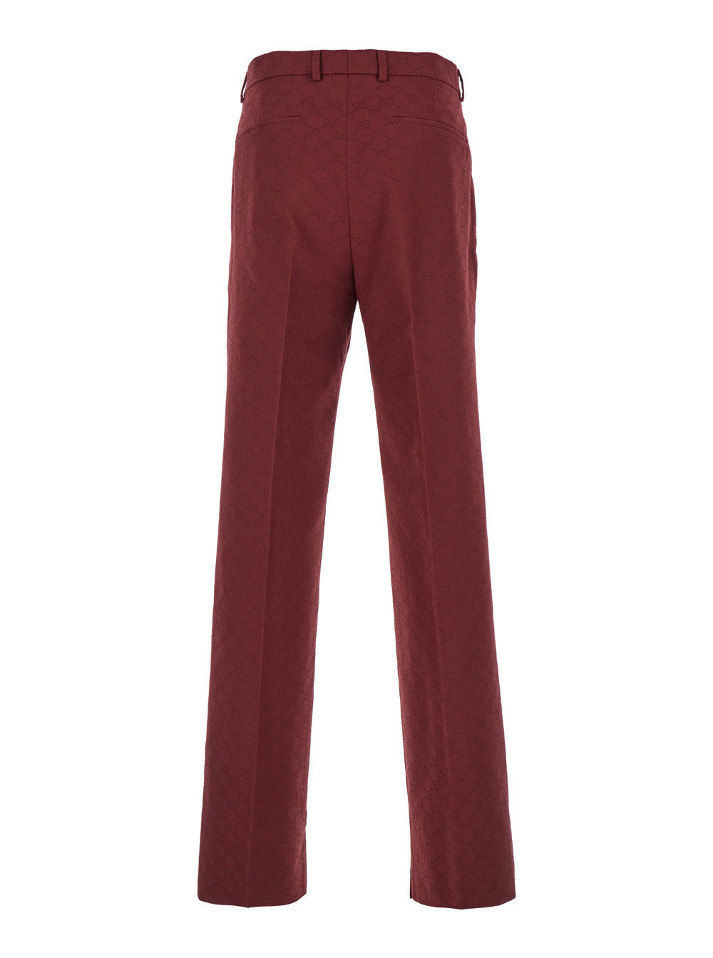 Gucci Men Bordeaux Straight Pants With Gg Motif In Cotton Man - 2