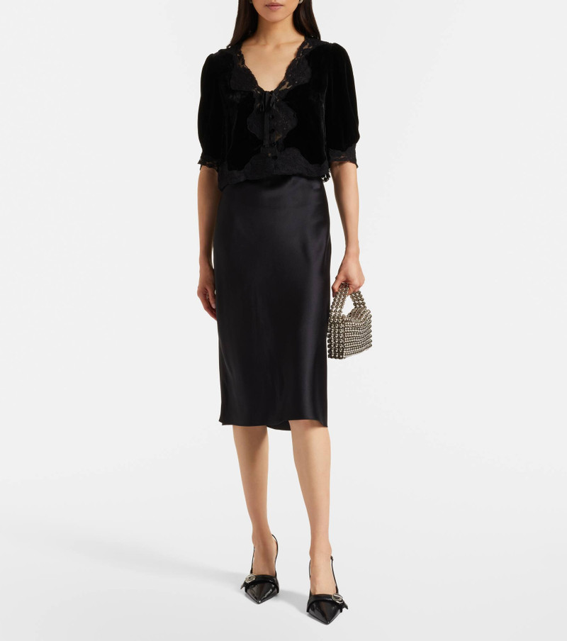 RIXO Ursula lace-trimmed velvet top outlook