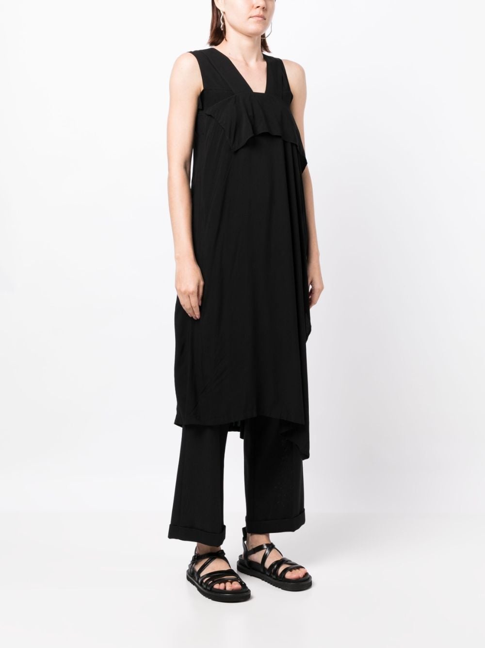 asymmetric draped midi dress - 3