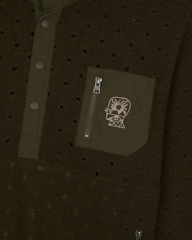 Hole Mock Neck Pullover - Olive 3