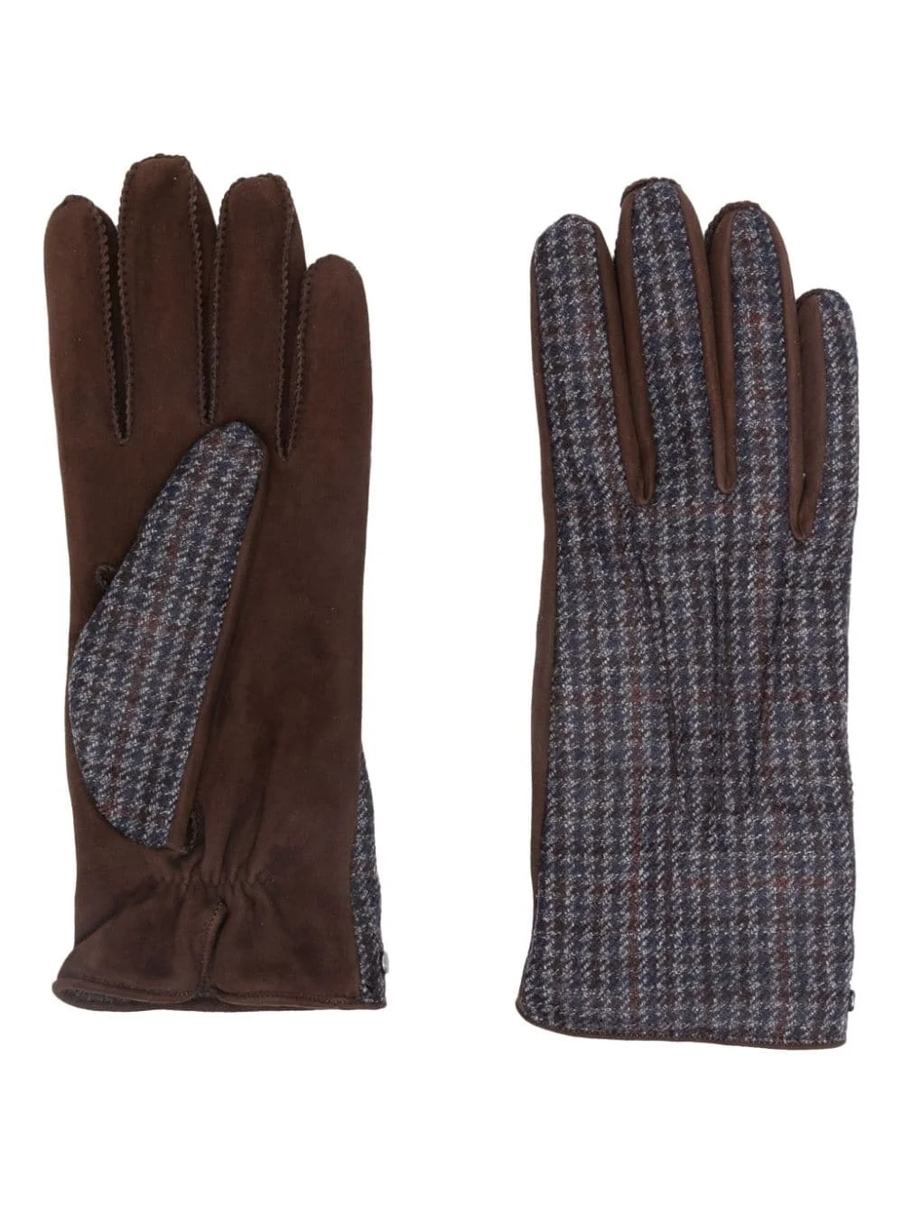 houndstooth-pattern suede gloves - 1