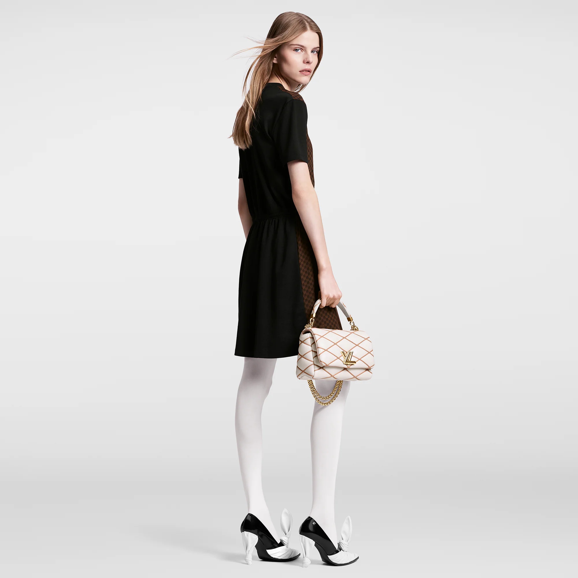 Damier Front Drawstring Dress - 3