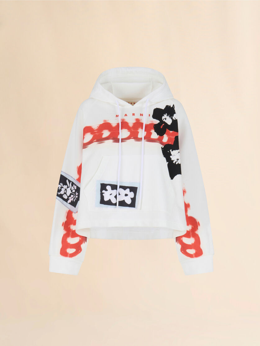 CREAM COTTON HOODIE - 1