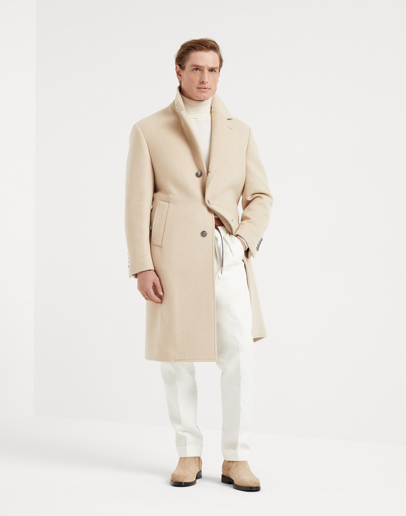 Camel double cloth coat with metal buttons 5