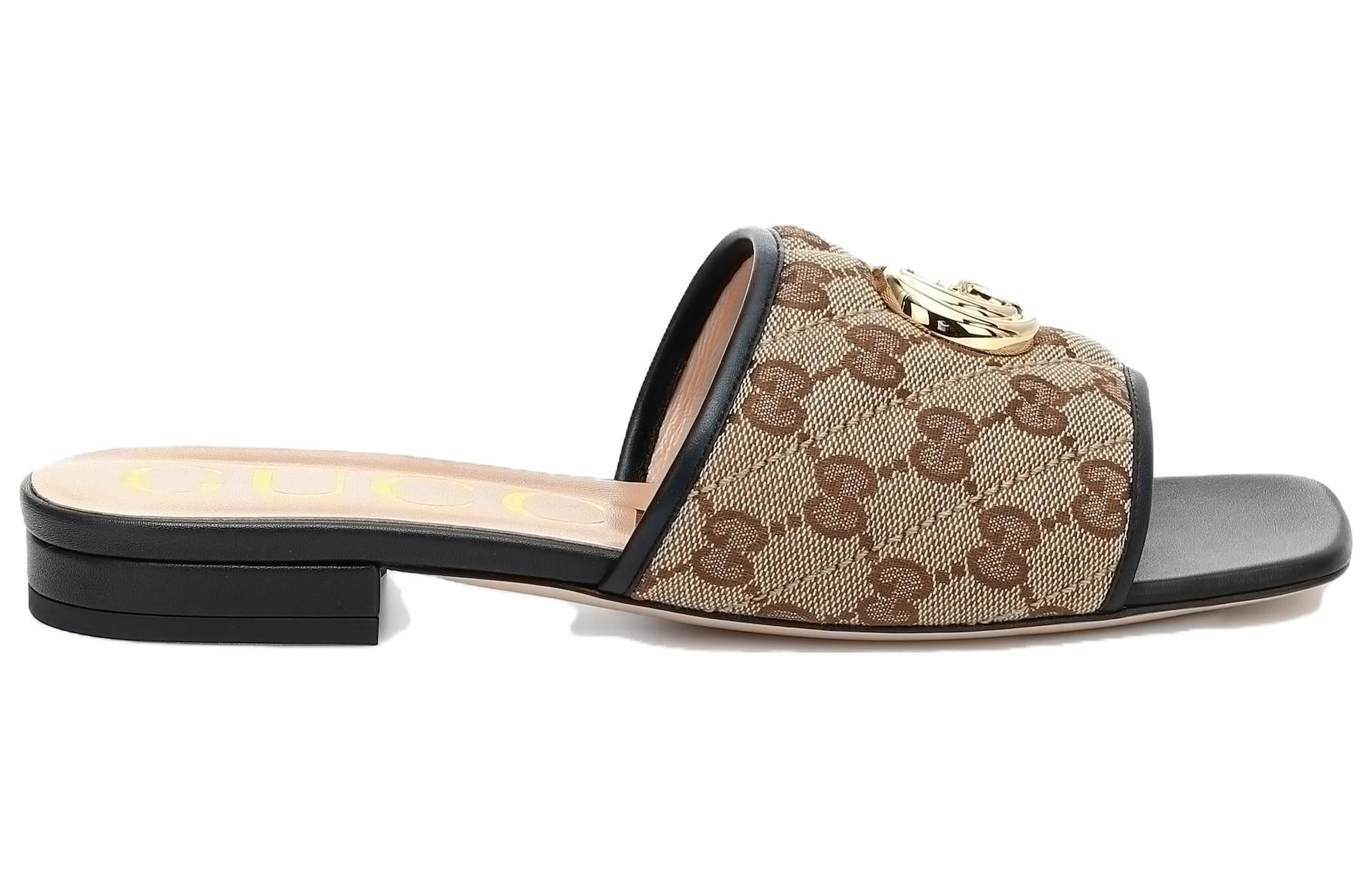 (WMNS) Gucci Double g Canvas Slippers Ebony 619893-KQWM0-9765 - 2