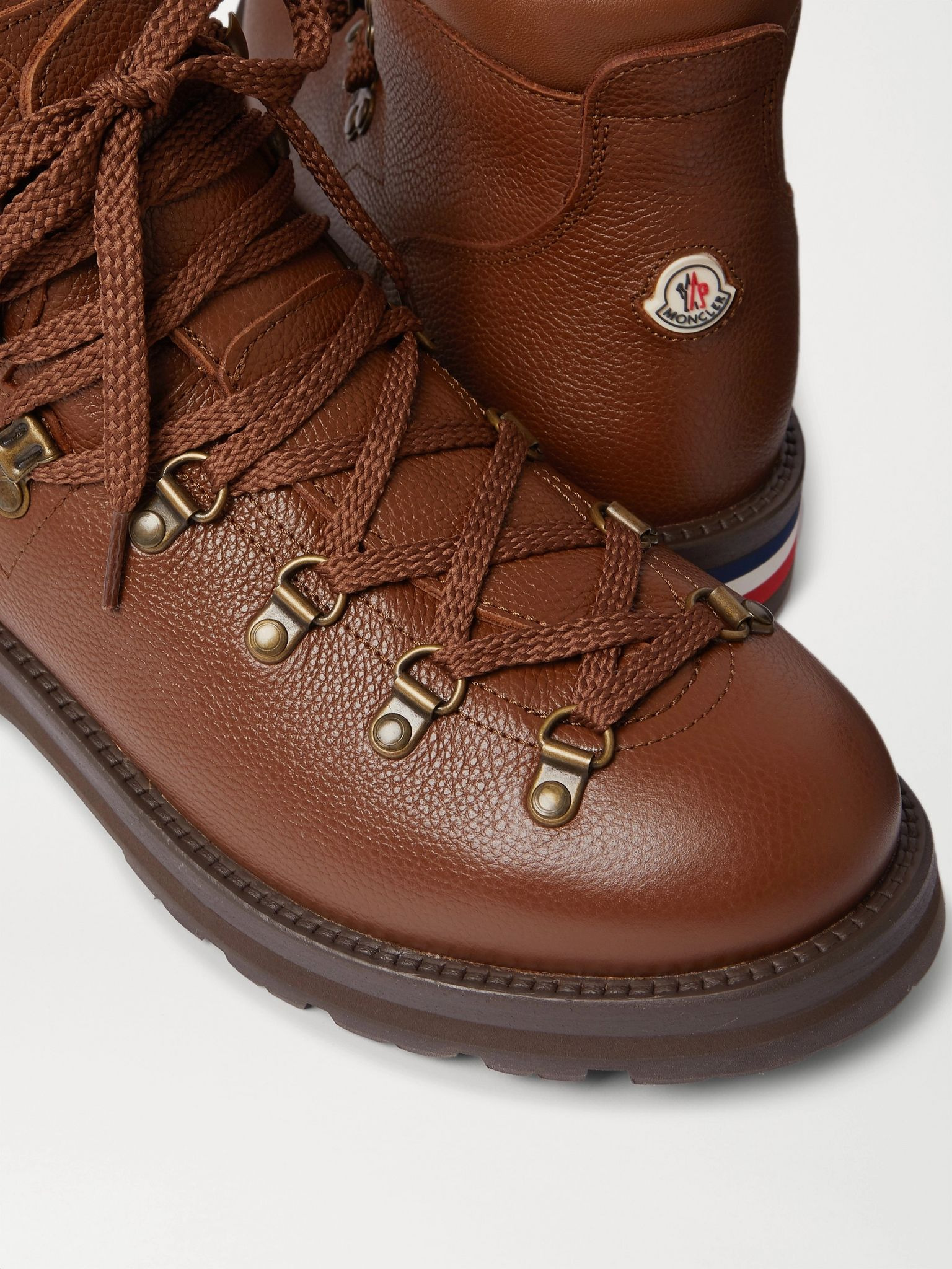 Striped Full-Grain Leather Boots Brown - 6