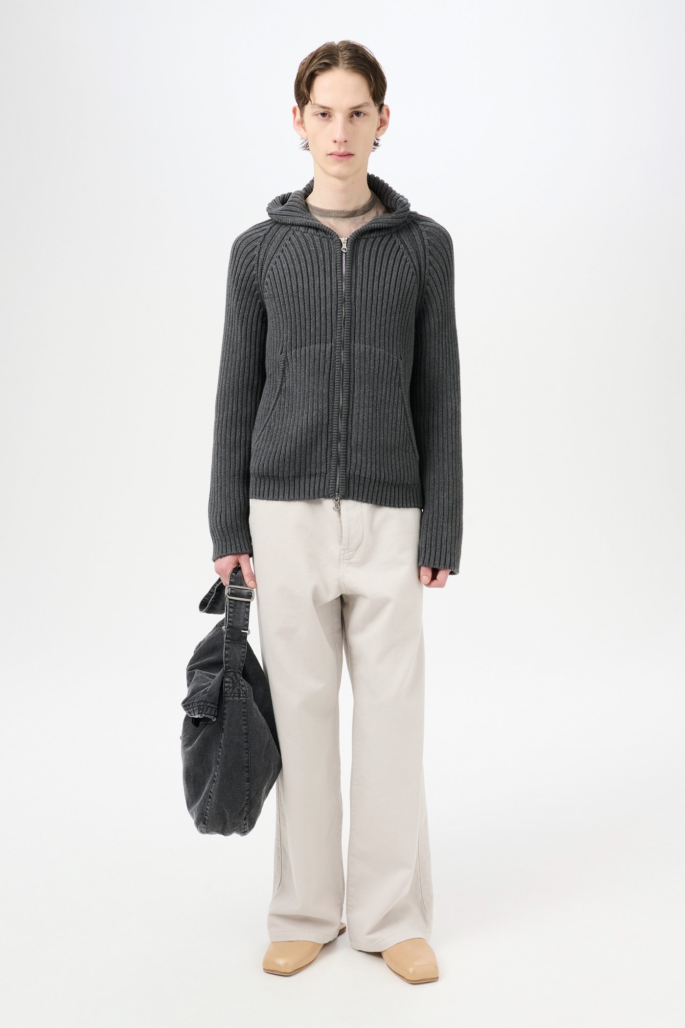 Level Hood Dark Grey Melange Dry Cotton - 2