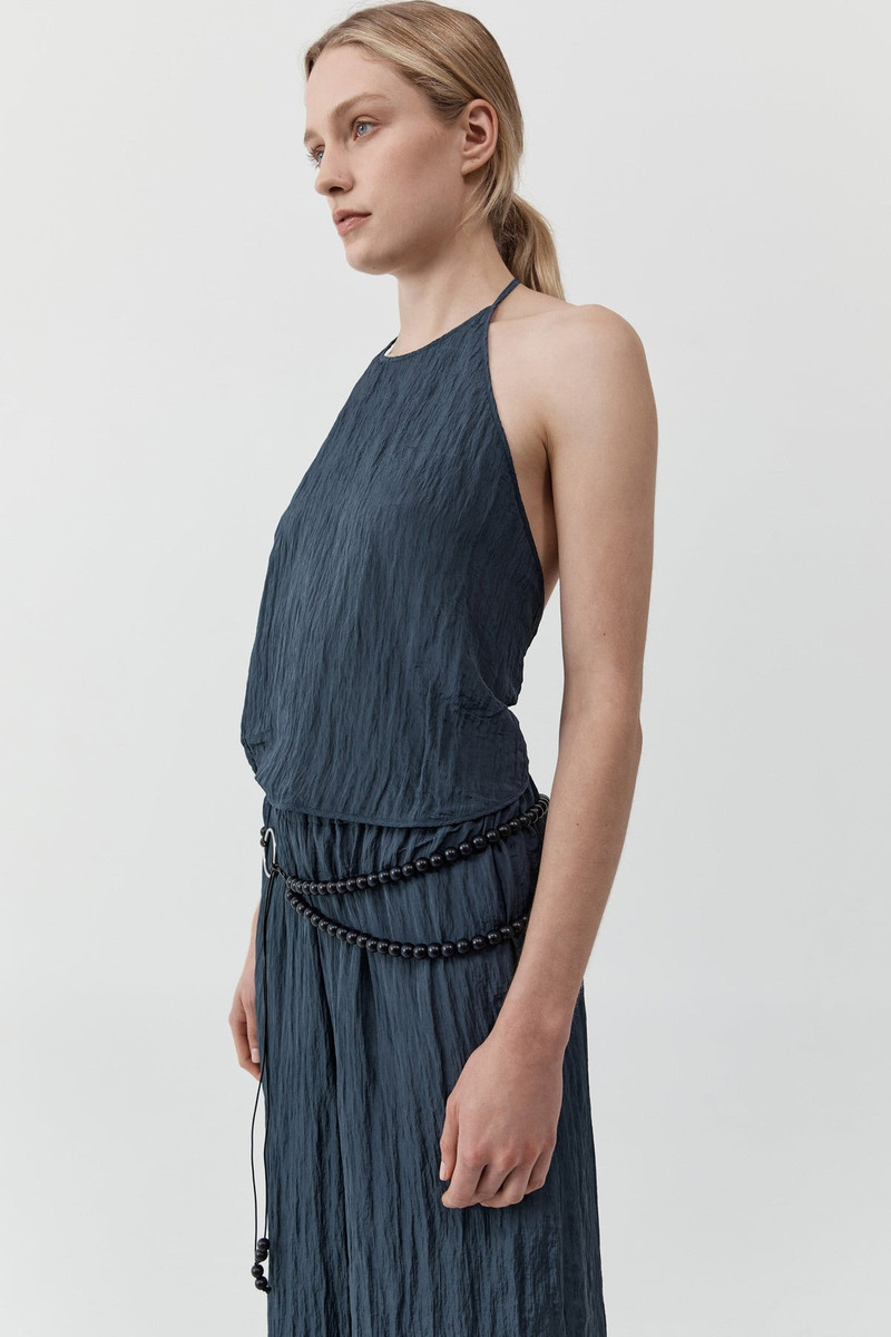 Crinkle Halter Top - Ink 3