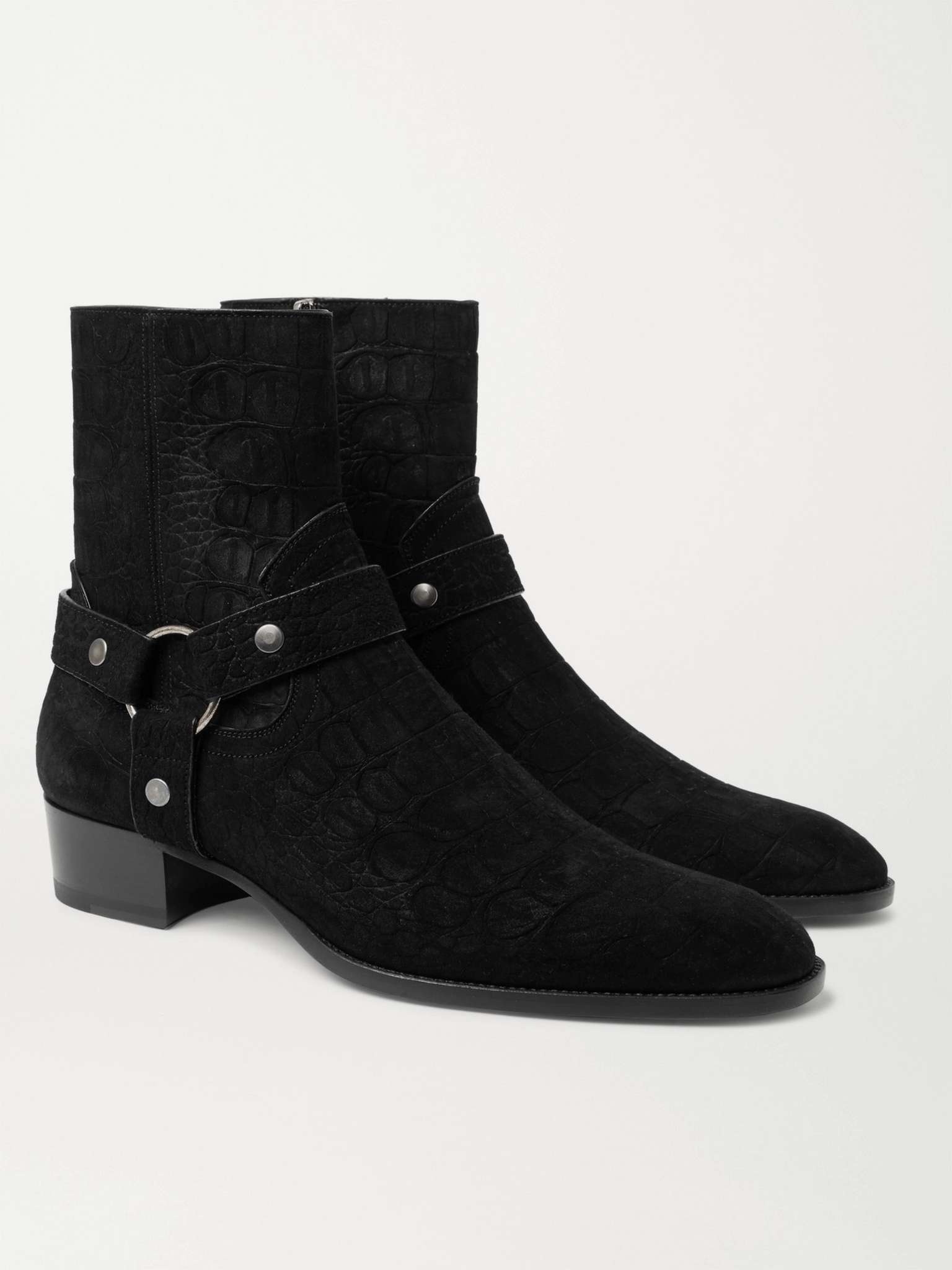 Wyatt 40 Croc-Effect Suede Boots - 4