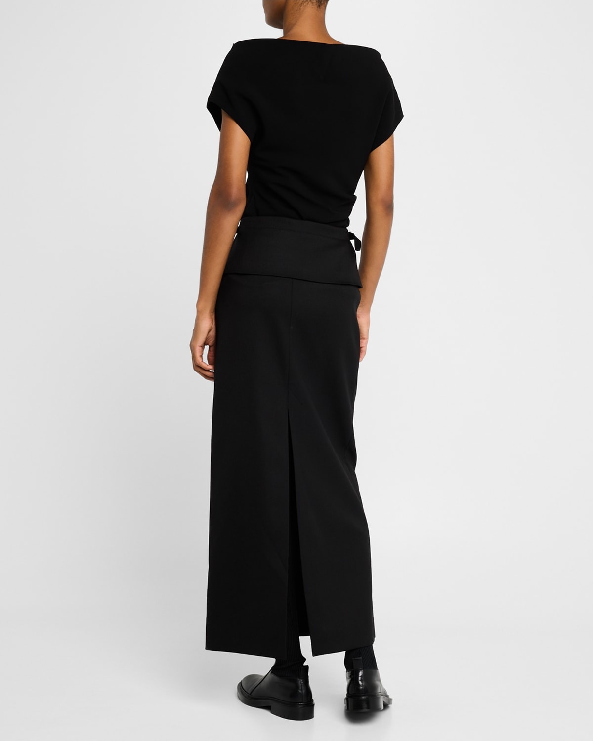 Adriana Wool Twill Suiting Maxi Skirt - 4