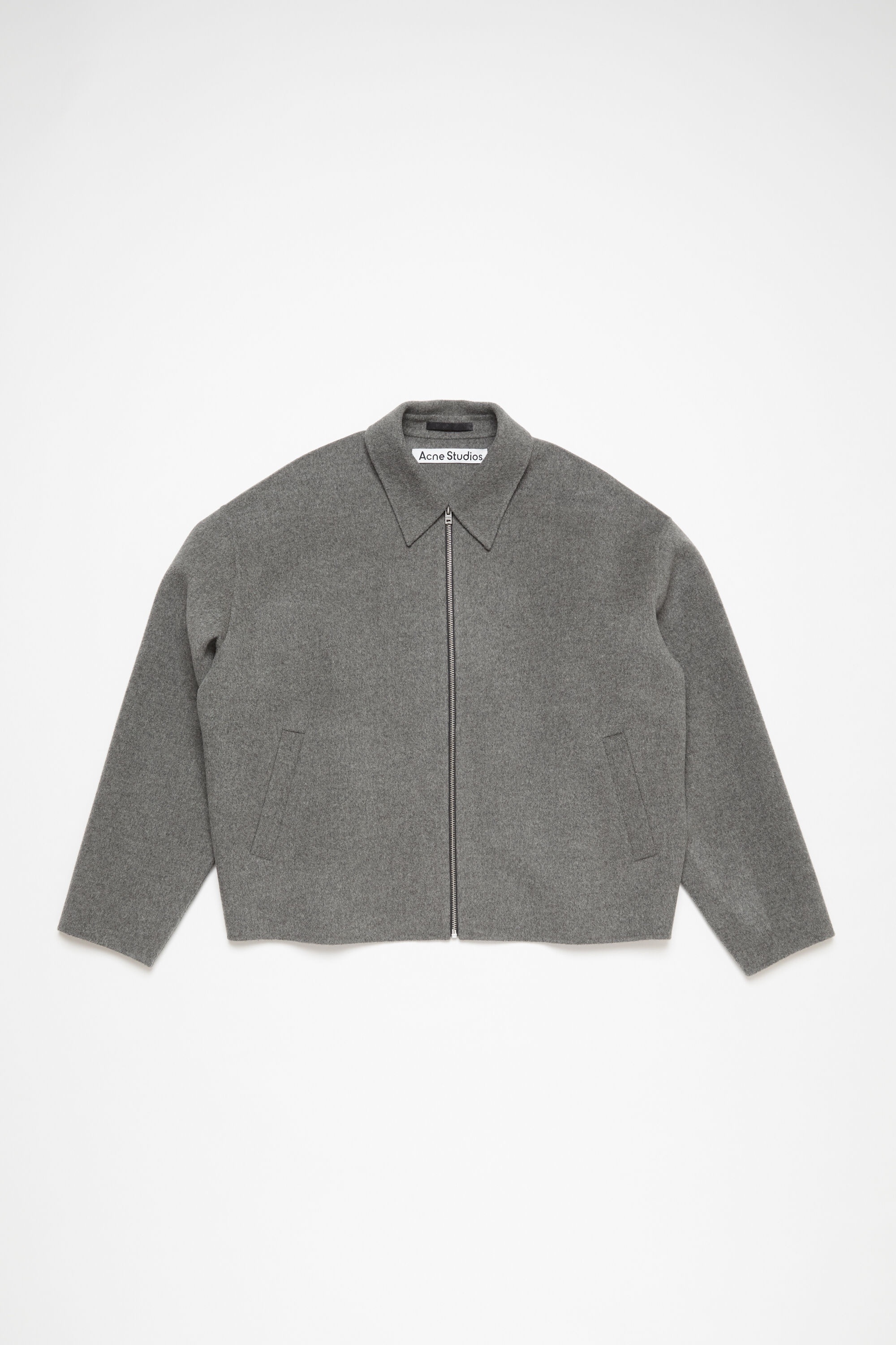 Wool zipper jacket - Grey Melange - 8