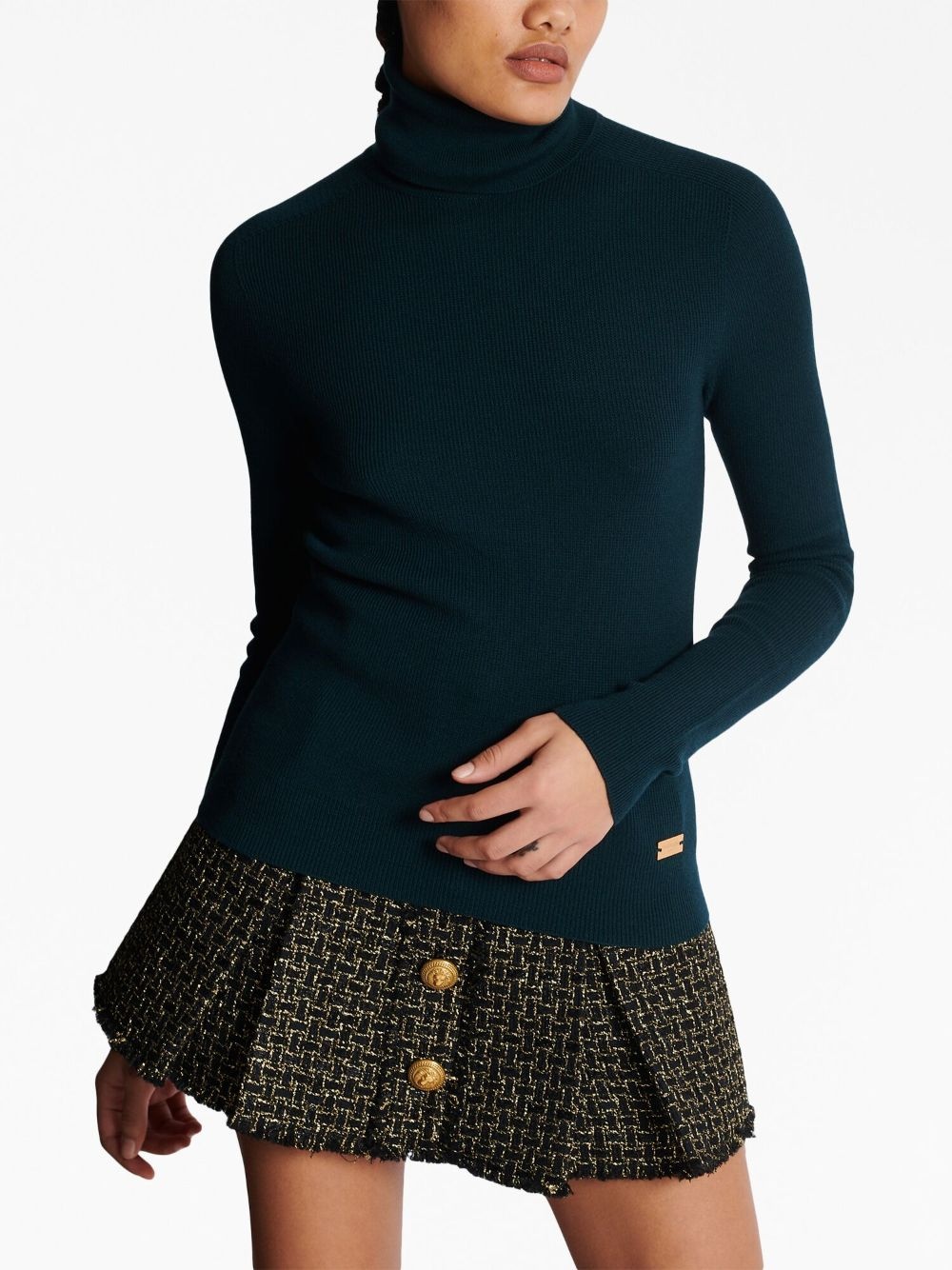 logo-plaque wool jumper - 7
