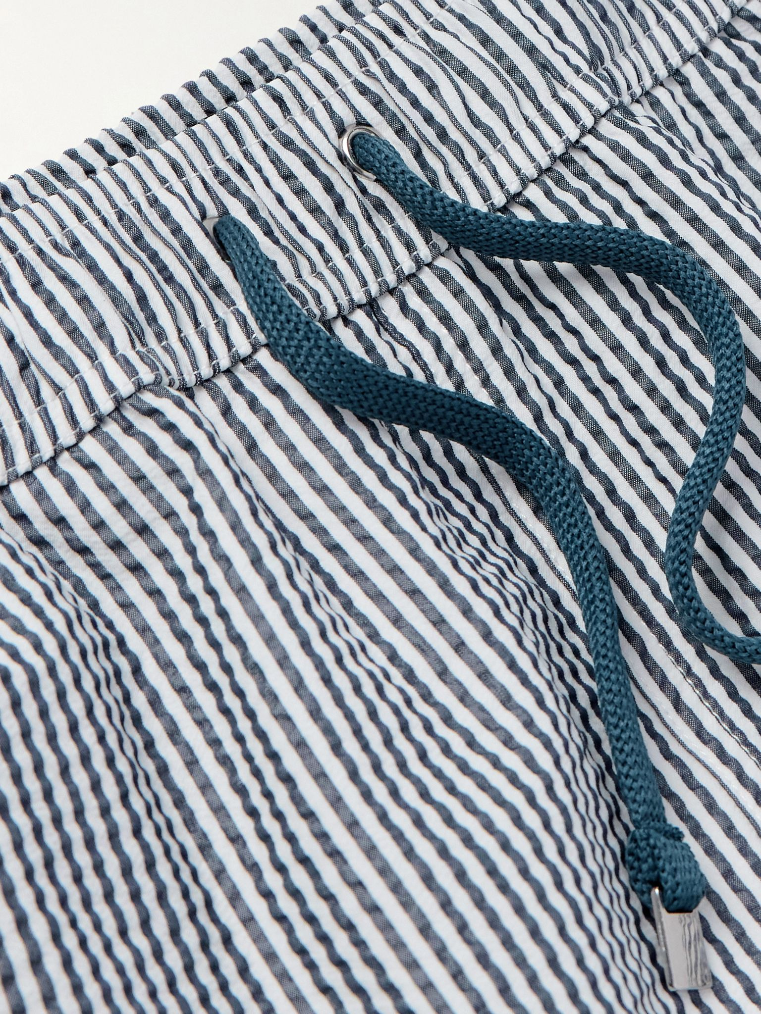 Straight-Leg Mid-Length Striped Seersucker Shorts Navy - 4