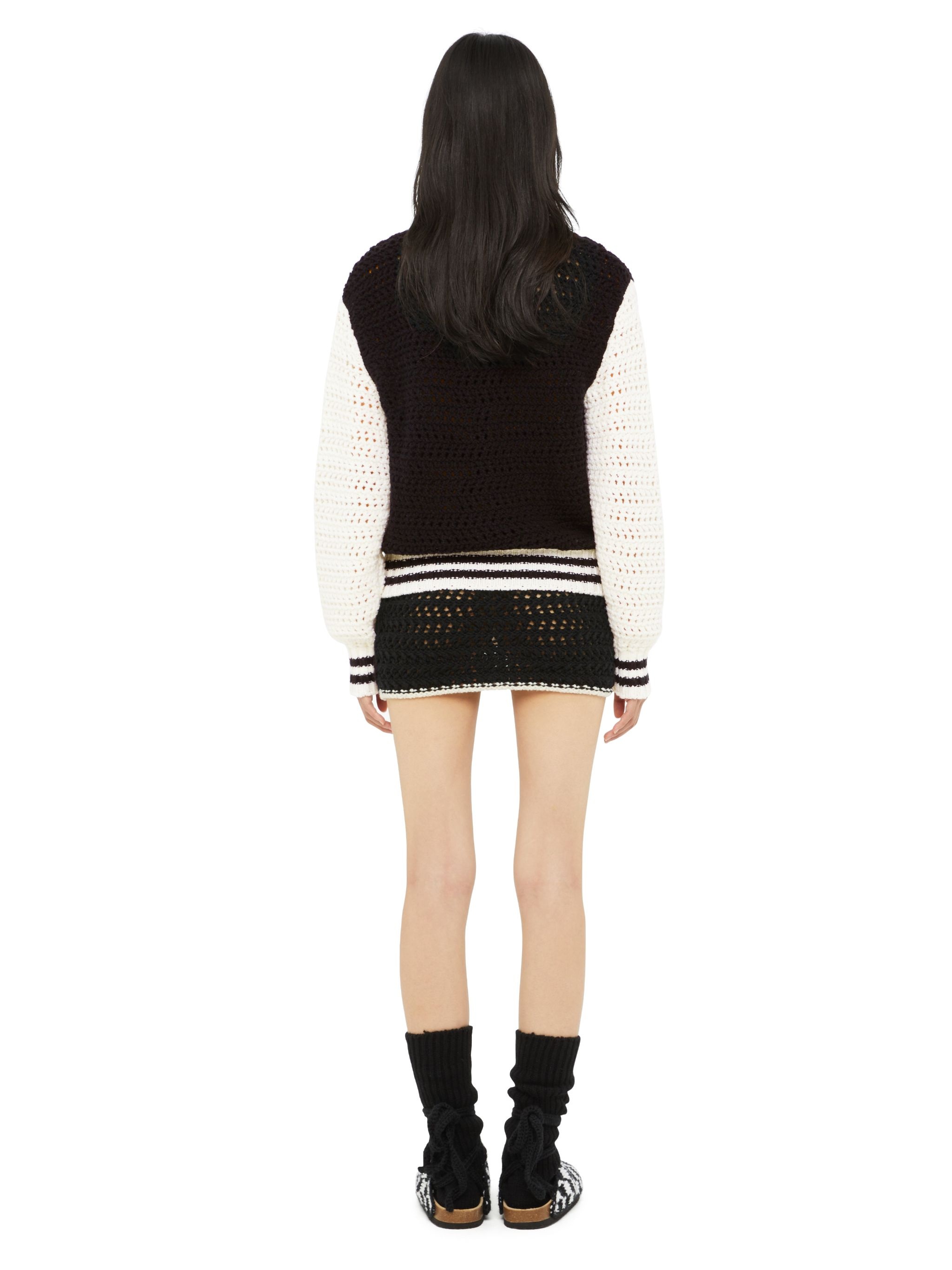 B & W Crochet Bomber Jacket - 6