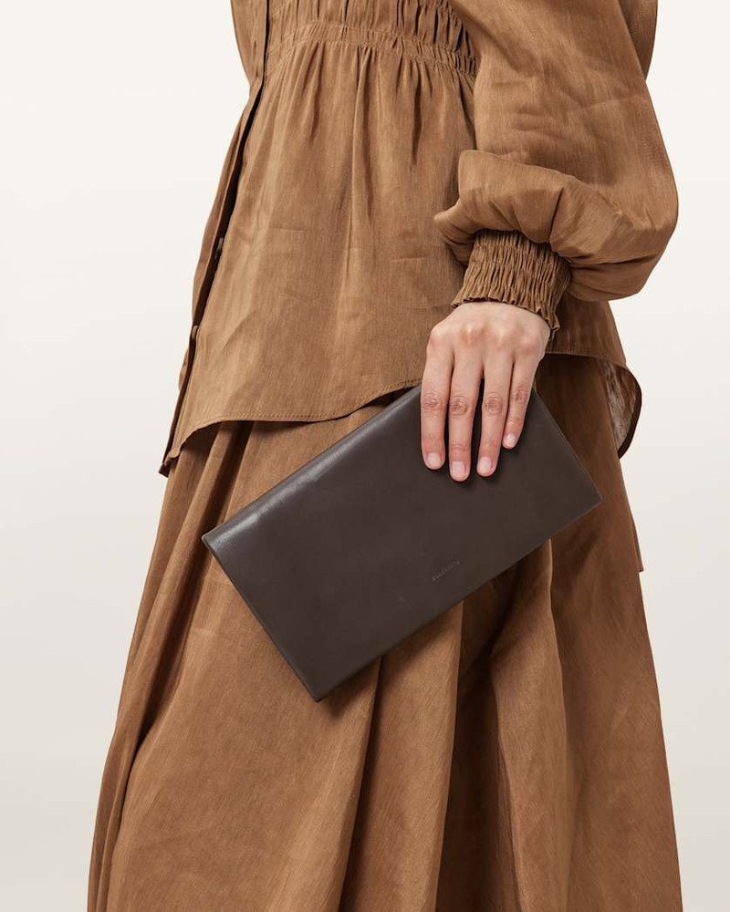 ALLSAINTS HARLUNA LEATHER CLUTCH BAG outlook
