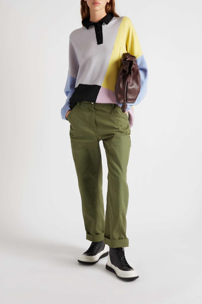 Loewe Embroidered color-block wool-blend sweater outlook