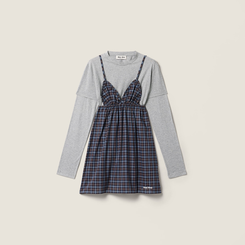 Plaid and jersey mini-dress 1