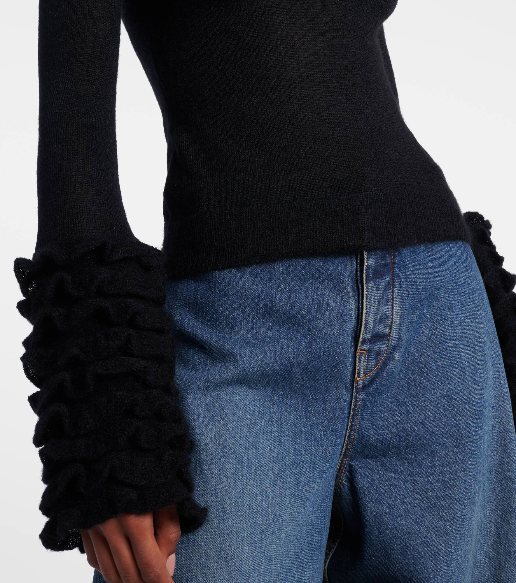 Ruffled sheer mohair-blend top - 5