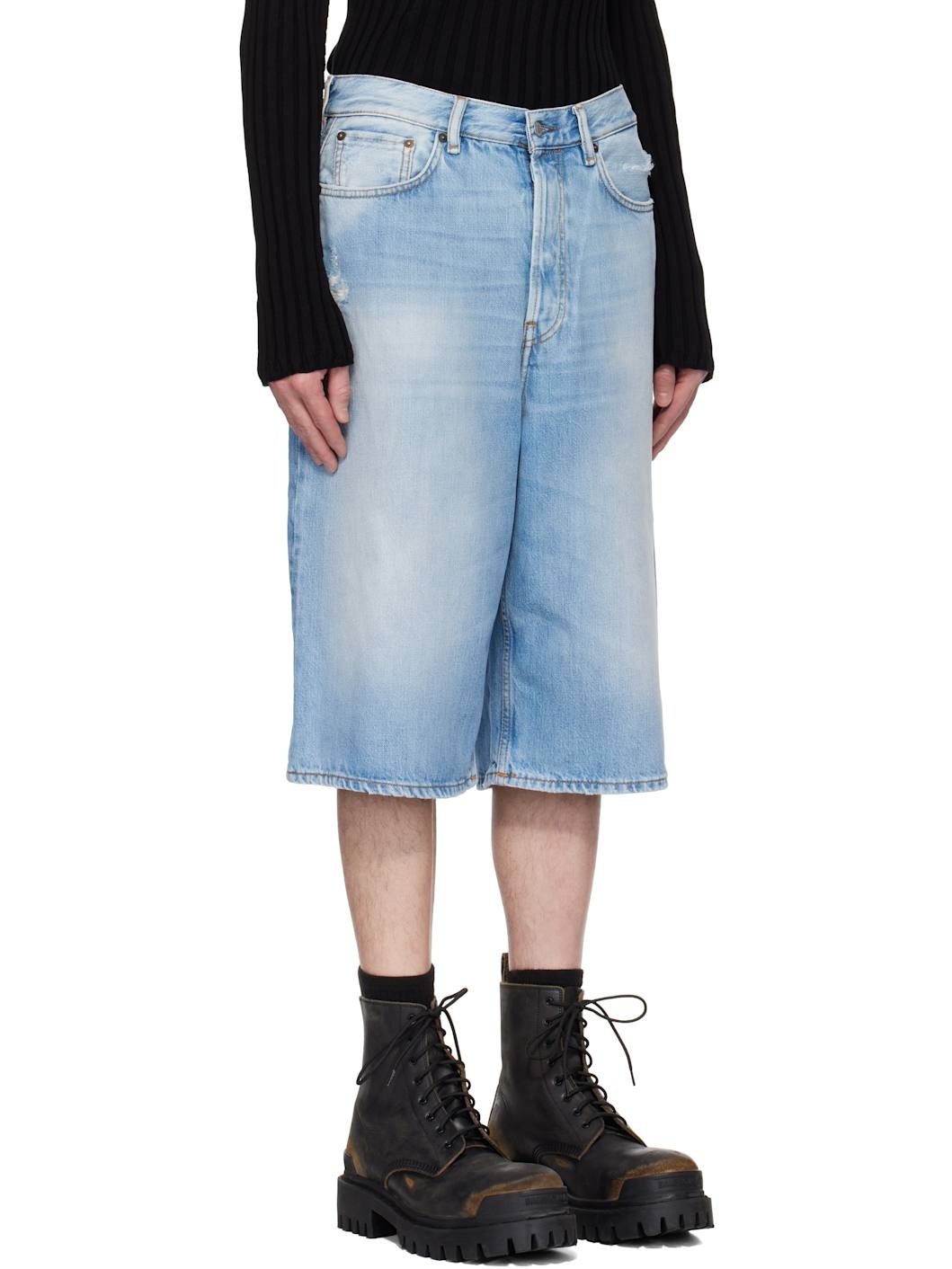 Blue Loose Fit Denim Shorts - 2