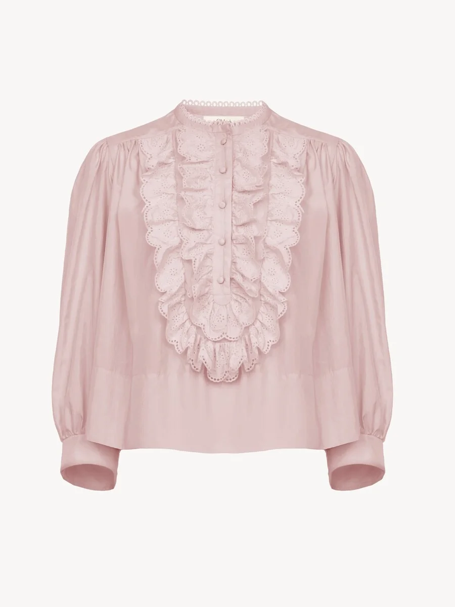 GATHERED RUFFLE TOP IN TECHNICAL TAFFETA - 1