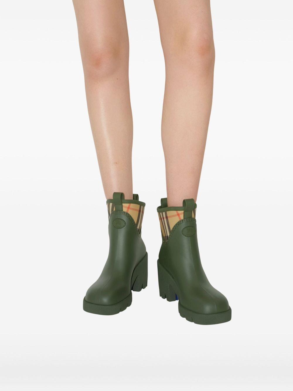 checked heeled rain boots - 7