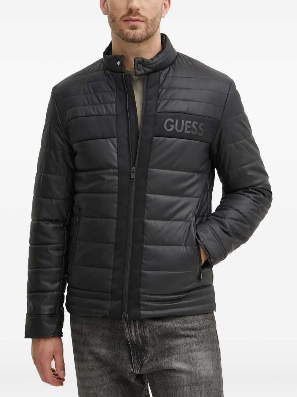 quilted zip jacket - 1