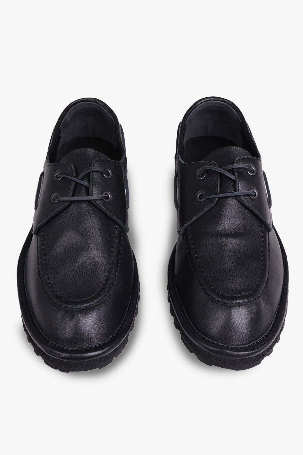 LEATHER LACE UP SHOES | BLACK - 3