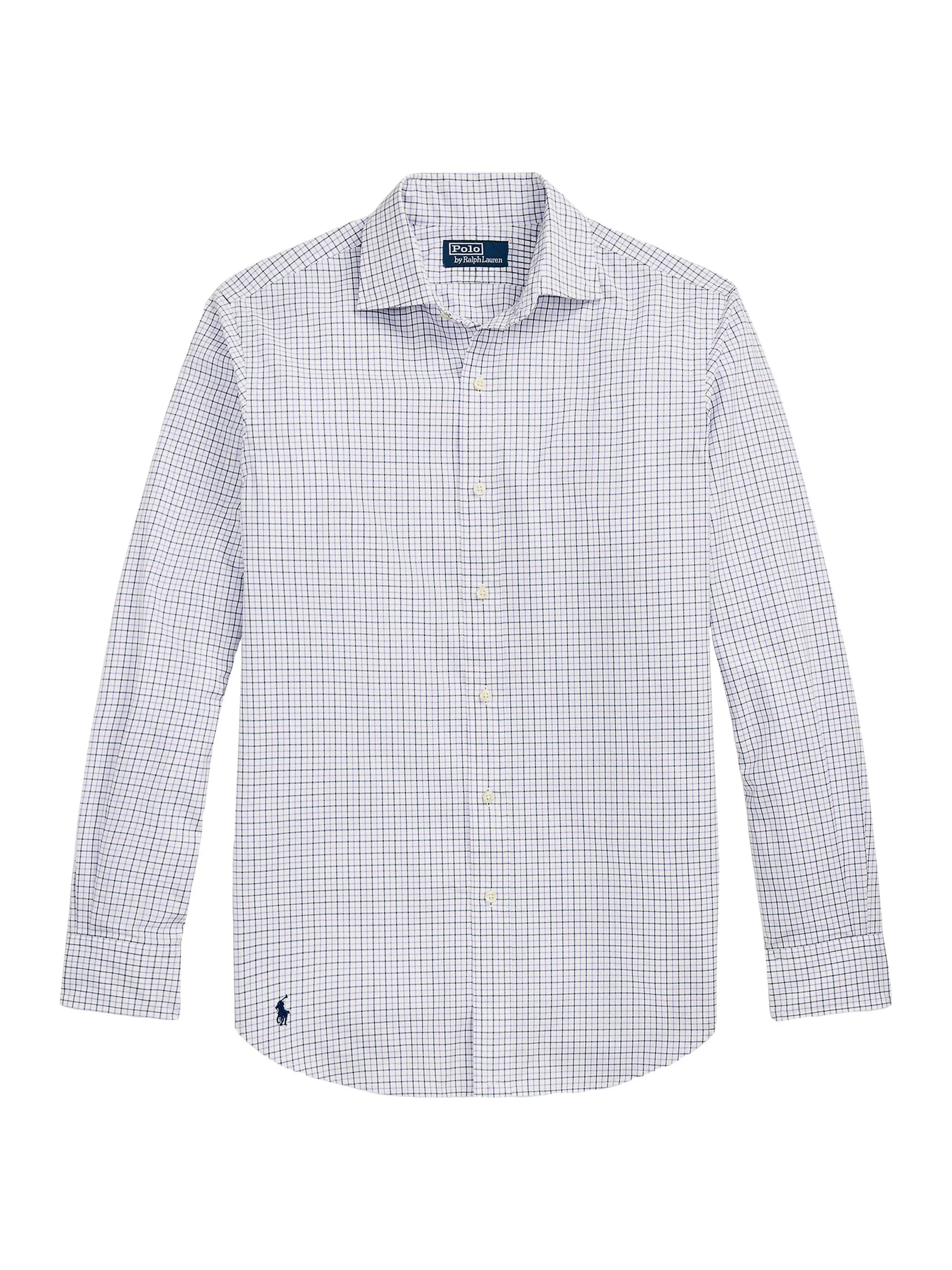 Men's Classic Fit Poplin Button-Front Shirt - White Purple Multi - 1