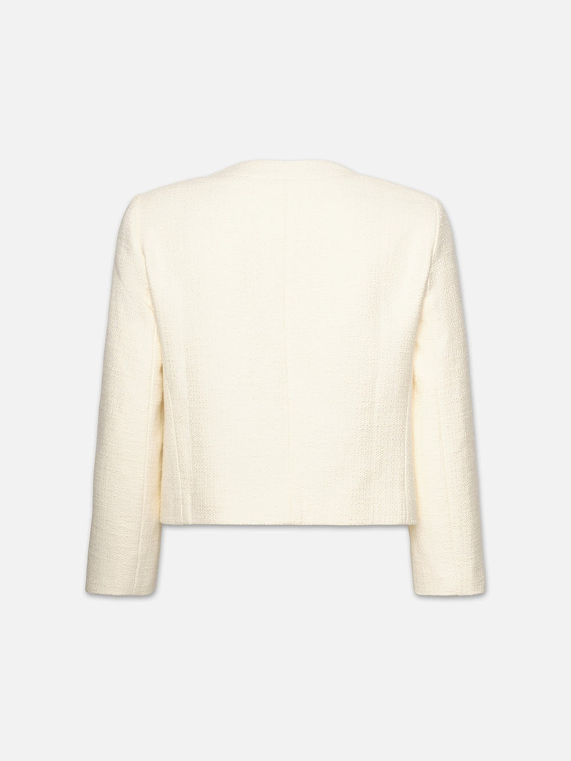 FRAME Collarless Button Front Jacket in Cream outlook