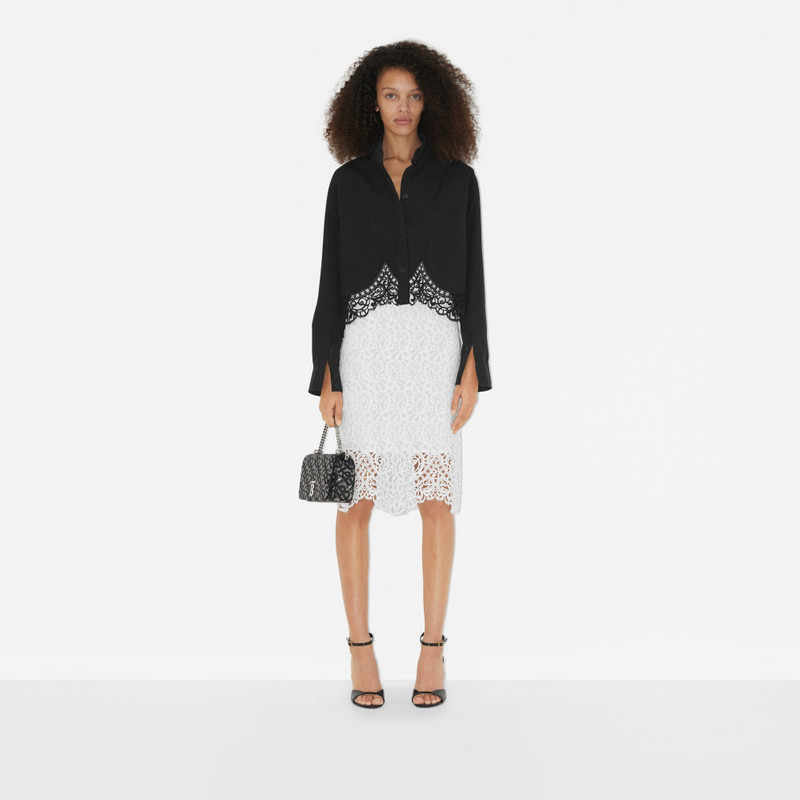 Macramé Lace Hem Cotton Cropped Shirt 5