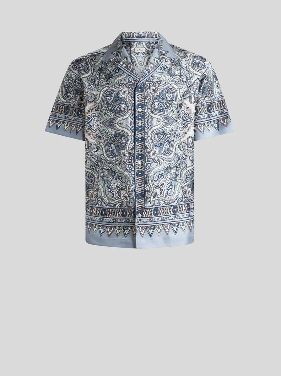 SILK BOWLING SHIRT WITH PLACED POCKET-SQUARE PAISLEY PRINT - 1