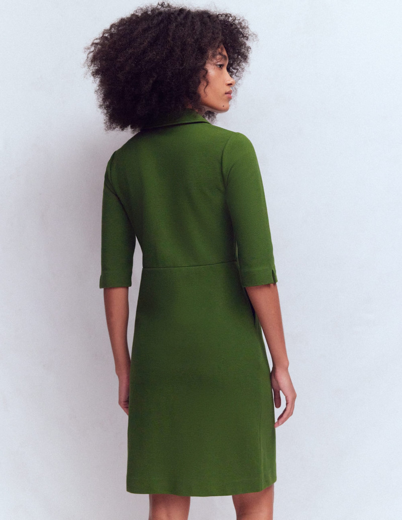 Cam Short Sleeve Ottoman Dress-Green Fir 4