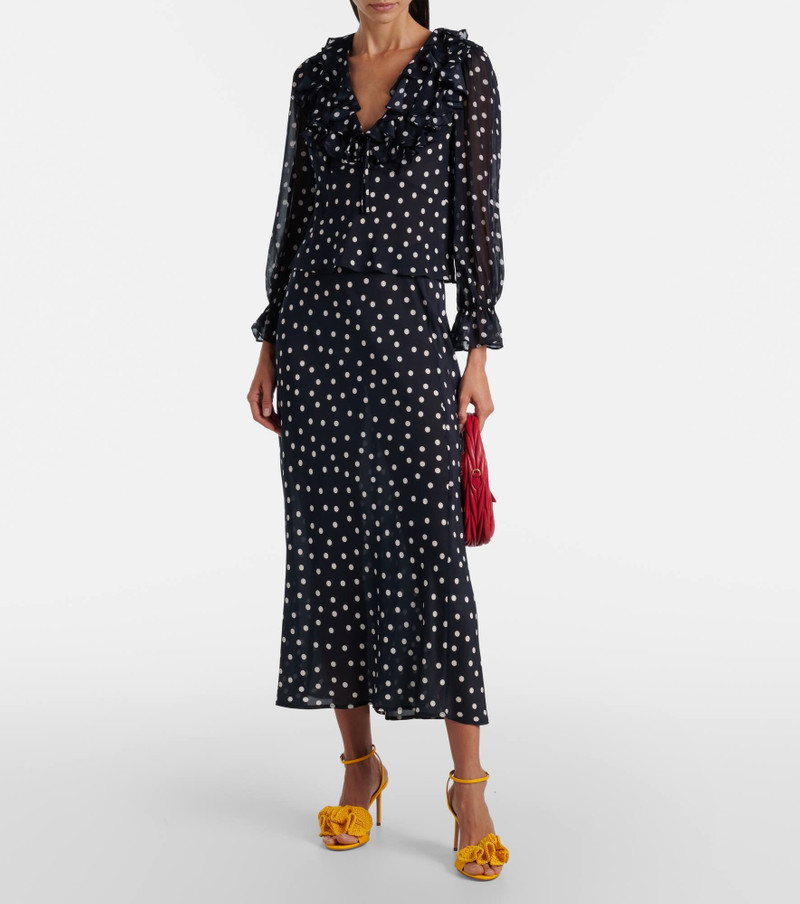 RIXO Lasca polka-dot silk top outlook