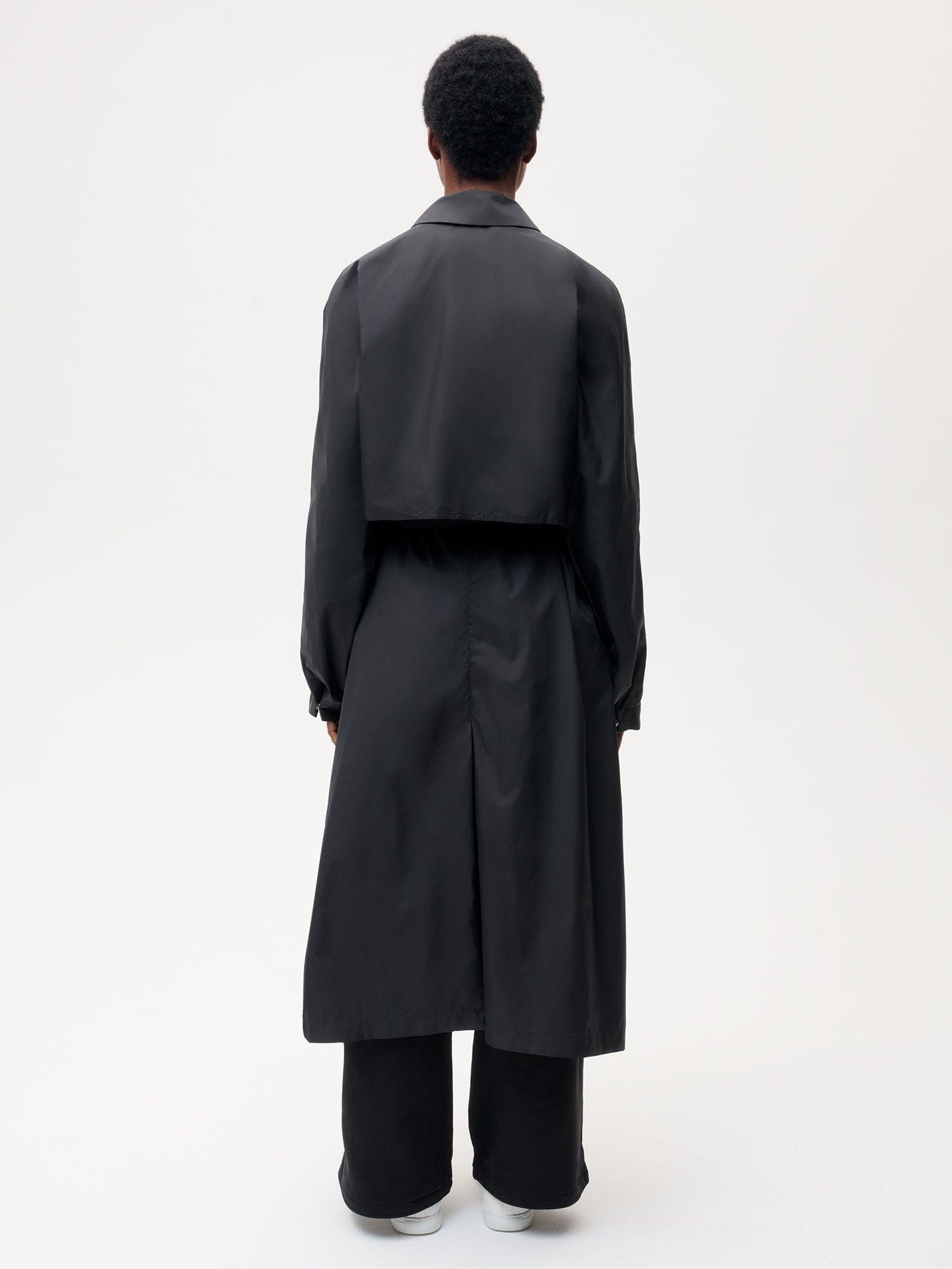 Womens Recycled Nylon Trench Coat - Black - 3