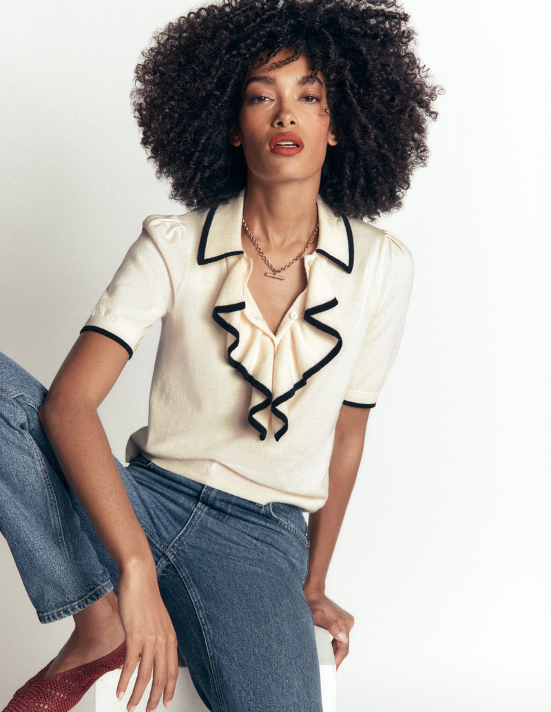 Ruffle Collar Knitted T-Shirt-Warm Ivory 3