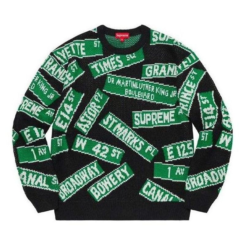 Supreme Street Signs Sweater 'Black Green' SUP-SS21-427 - 1