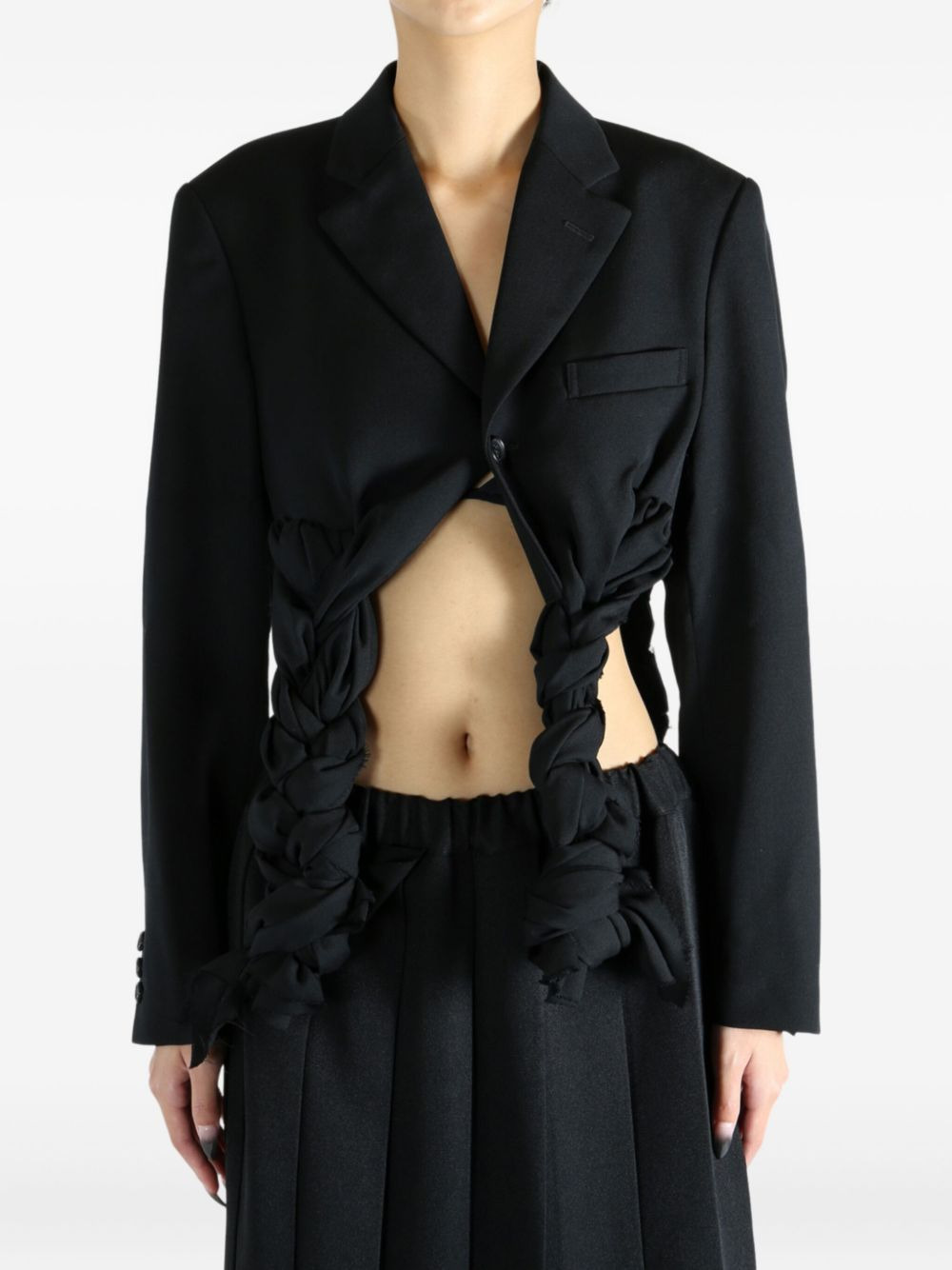 braided-detail cropped jacket - 3