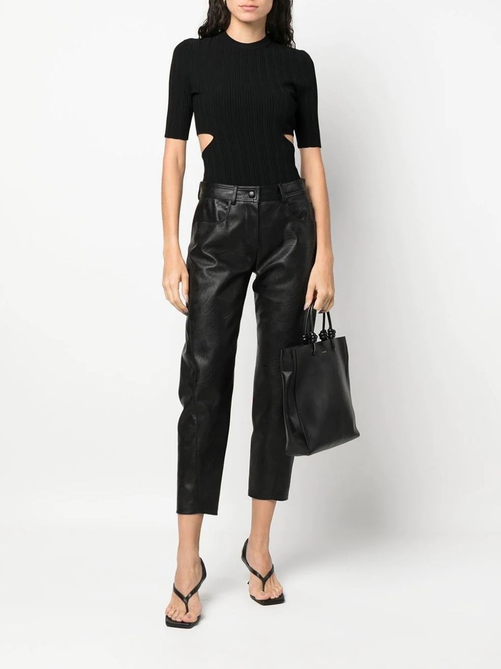 cutout-detail ribbed knit top - 2