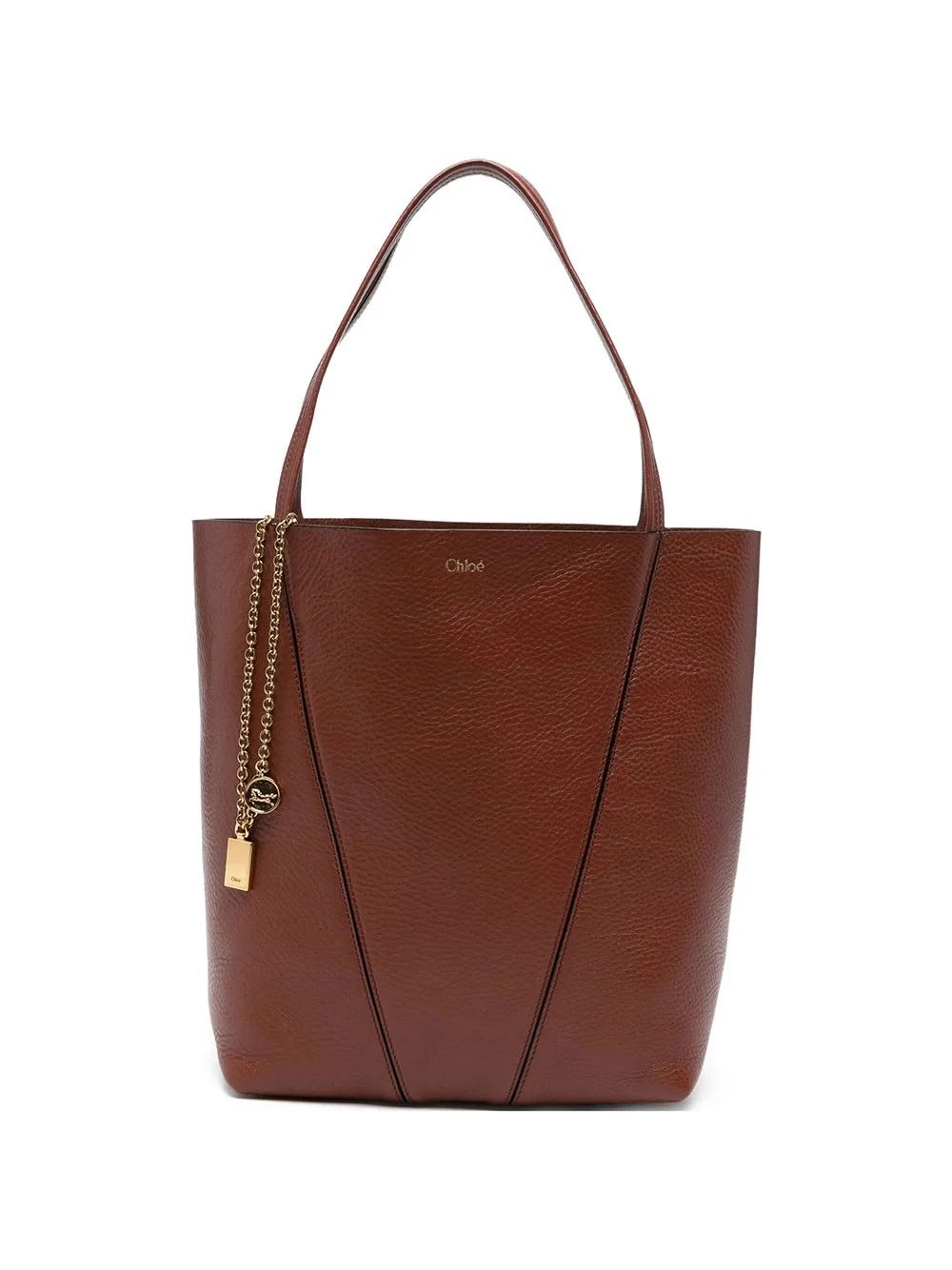 CHLOÉ SPIN TOTE BAG IN BURGUNDY LEATHER - 1