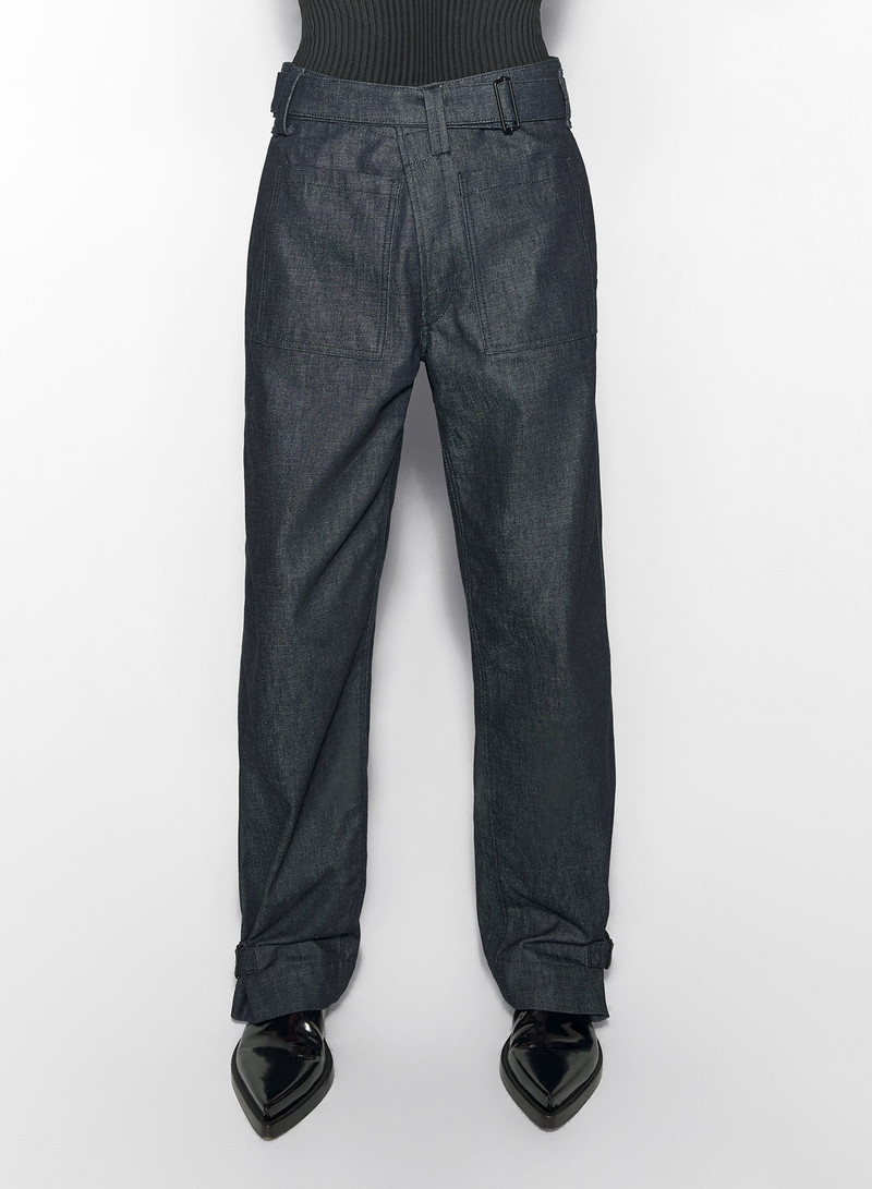 belted wide-leg raw denim jeans - 1
