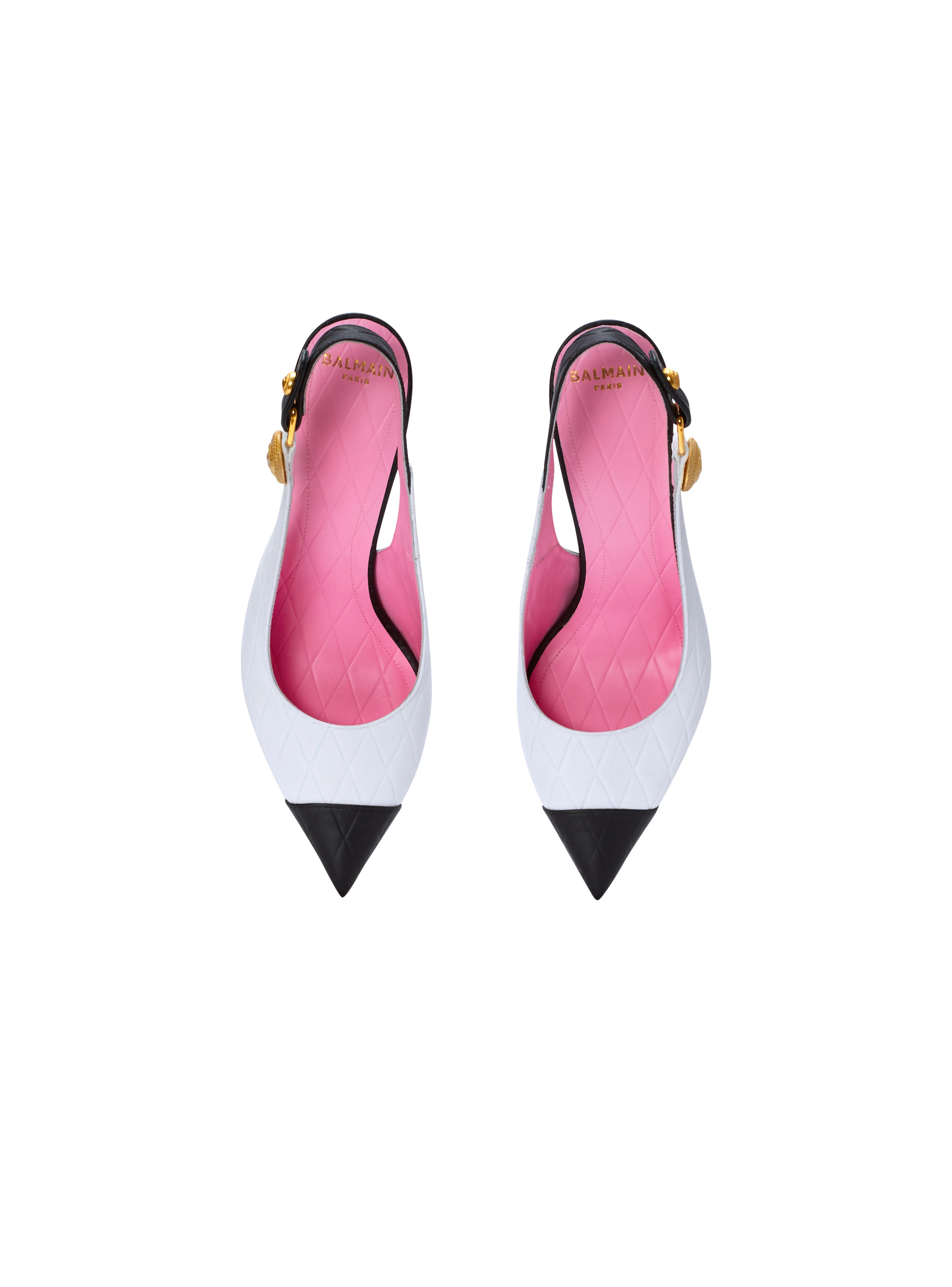 Two-tone calfskin Eva pumps with an embossed grid motif - 3