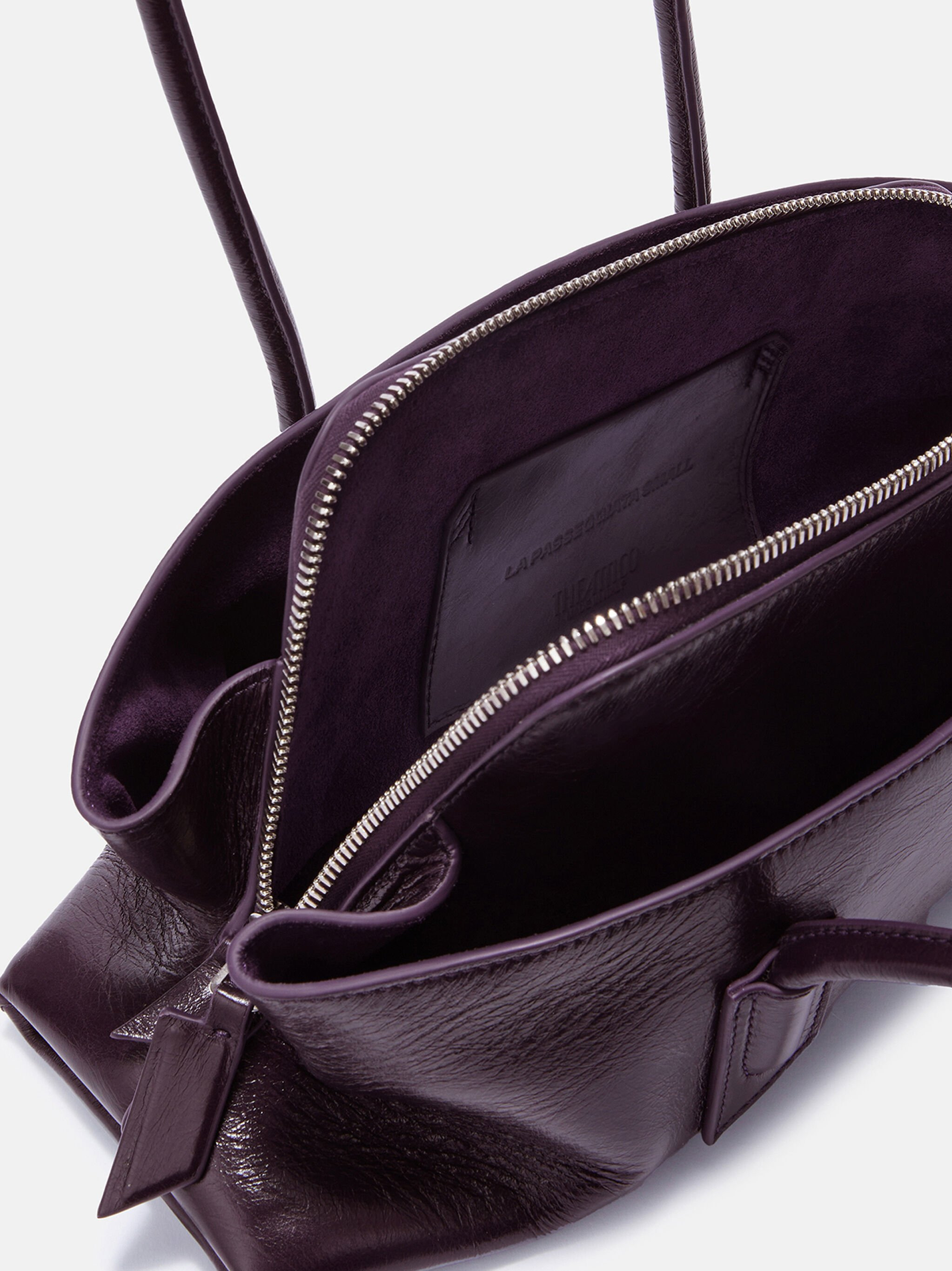 ''LA PASSEGGIATA SMALL'' DARK VIOLET TOP HANDLE - 4