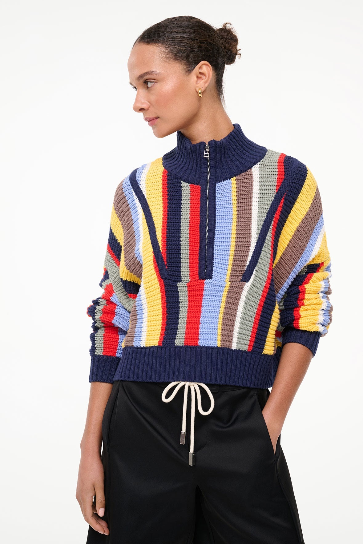 STAUD CROPPED HAMPTON SWEATER MARKET STRIPE - 4