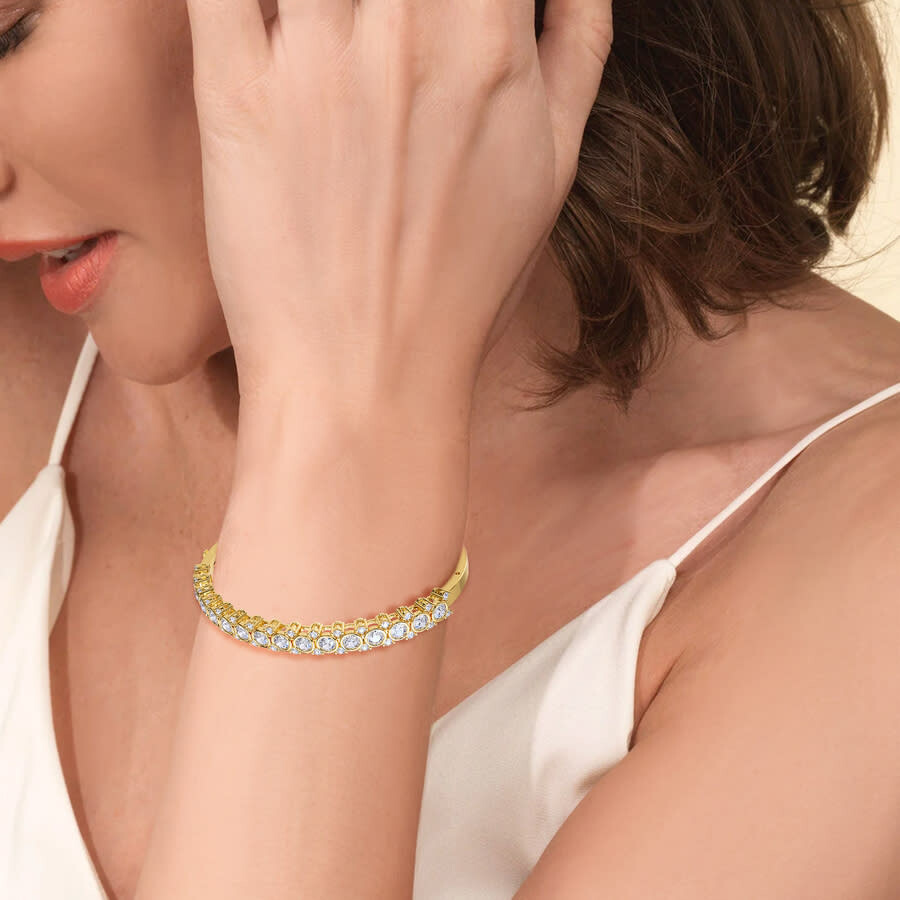 Diamond2Deal - Diamond2Deal 14k Yellow Gold 3.5 Carat Round Lab Grown Diamond Bangle Bracelet 7" VVS-VS, E-F - 4