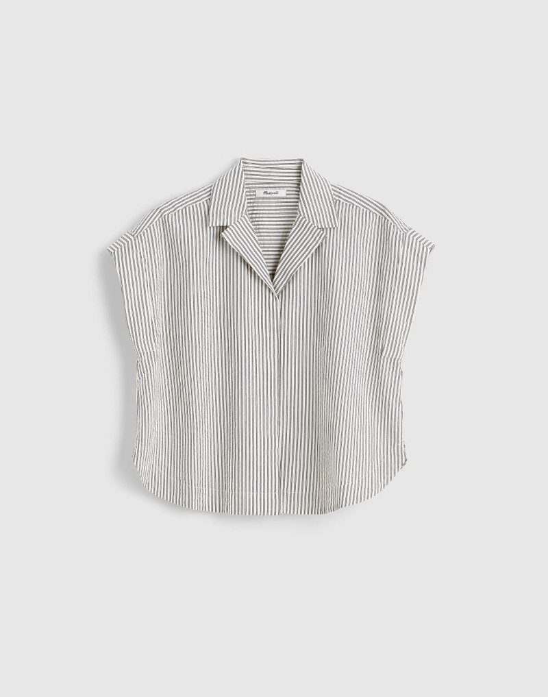 Notch-Collar Popover Shirt in Seersucker 1
