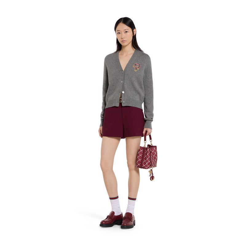 GUCCI Wool crêpe shorts with embroidery outlook
