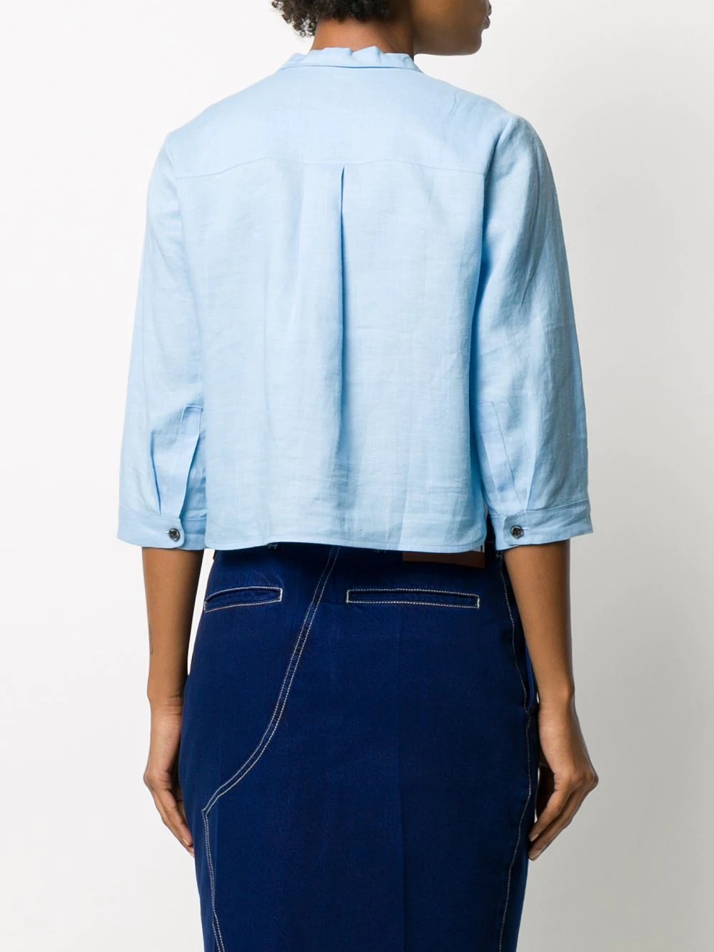 rounded collar cropped blouse - 4