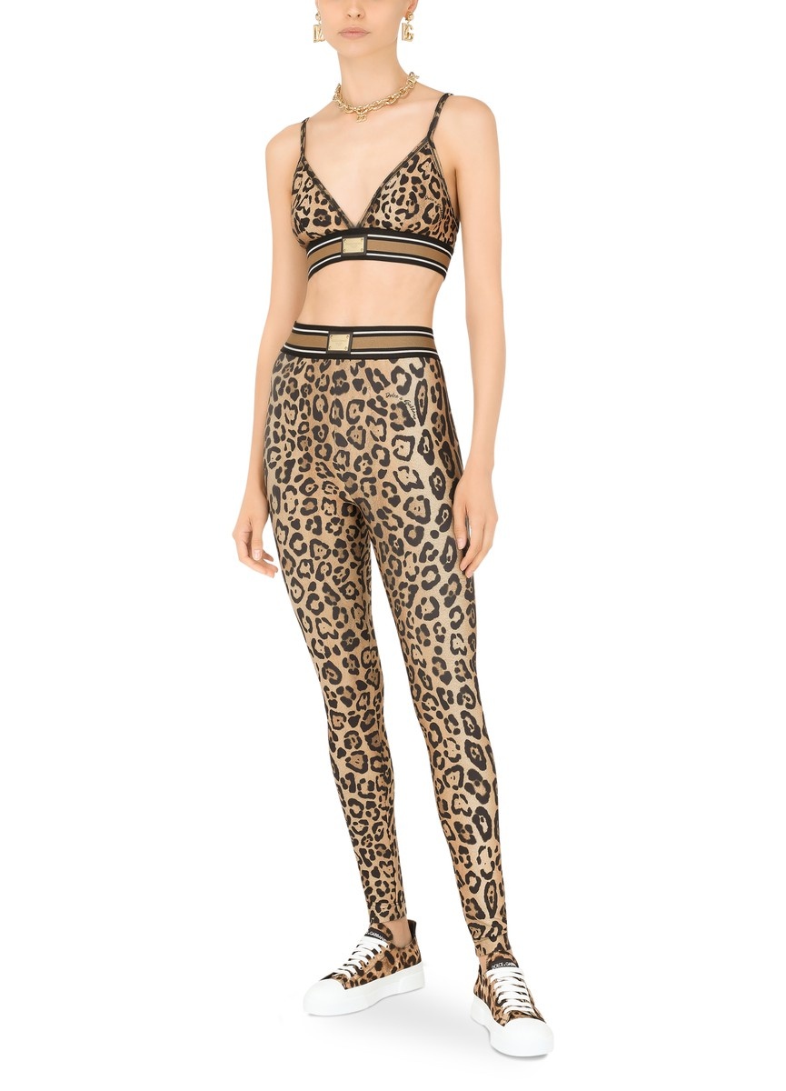 Leopard-print spandex/jersey leggings - 4