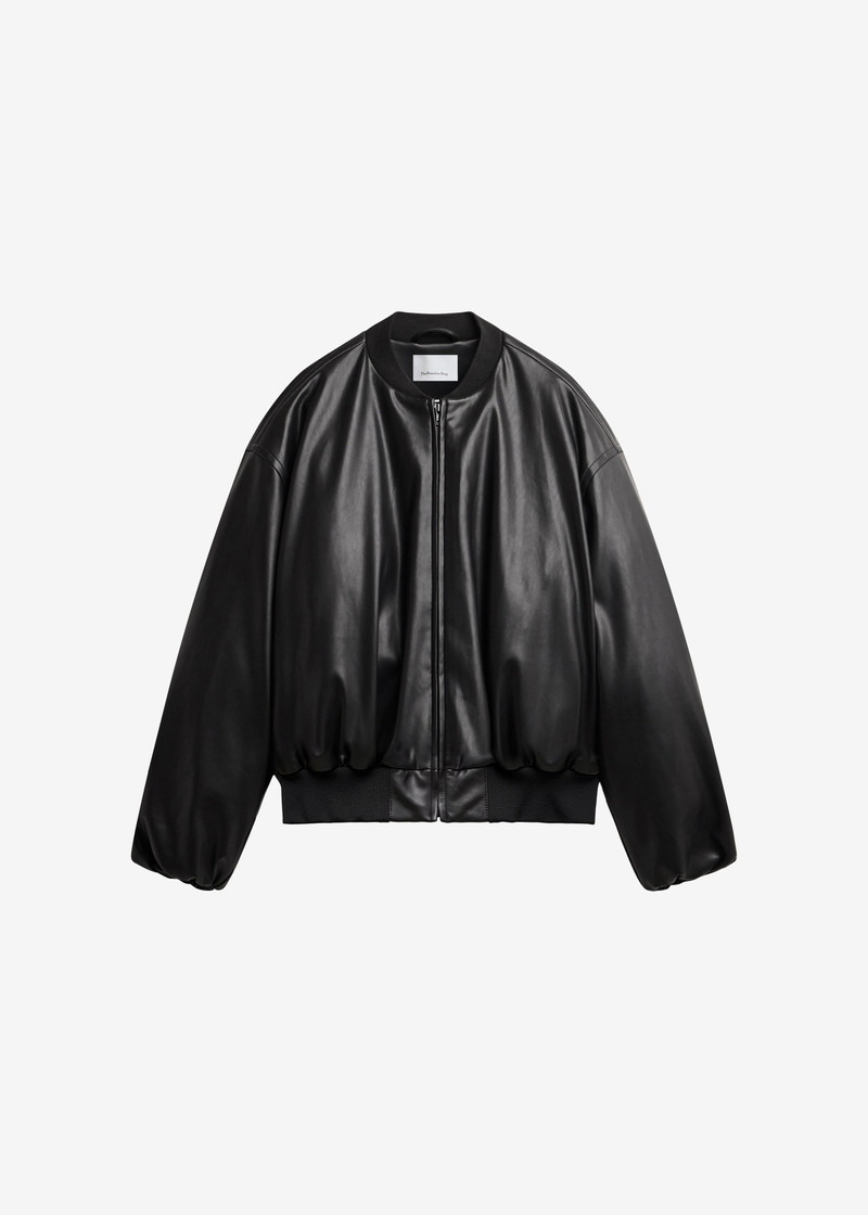 Arolla Faux Leather Draped Jacket - Black 1