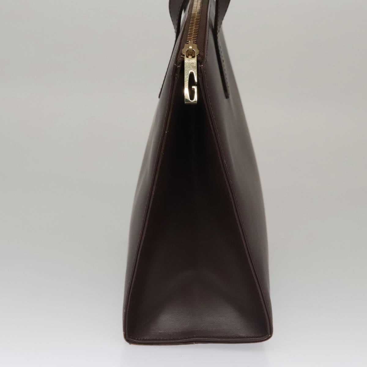 GUCCI Hand Bag Leather Outlet Brown Gold - 4